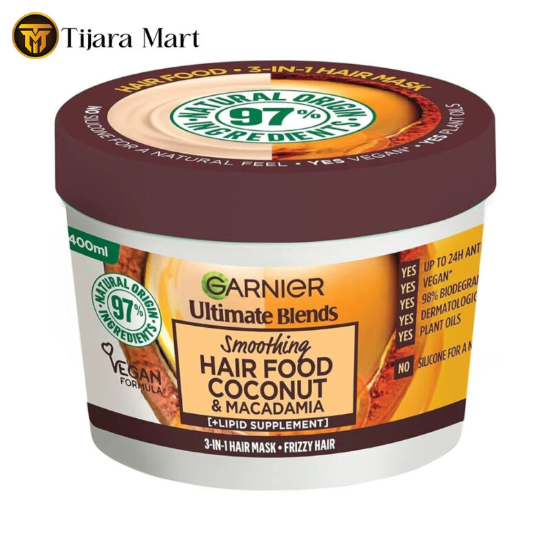 Garnier Coconut & Macadamia Smoothing Hair Mask For Frizzy & Unruly Hair -400ML