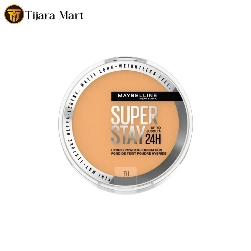 Maybelline Super Stay Up to 24HR Hybrid Powder-Foundation, Medium-to-Full Coverage Makeup, Matte Finish, 310, 1 Count