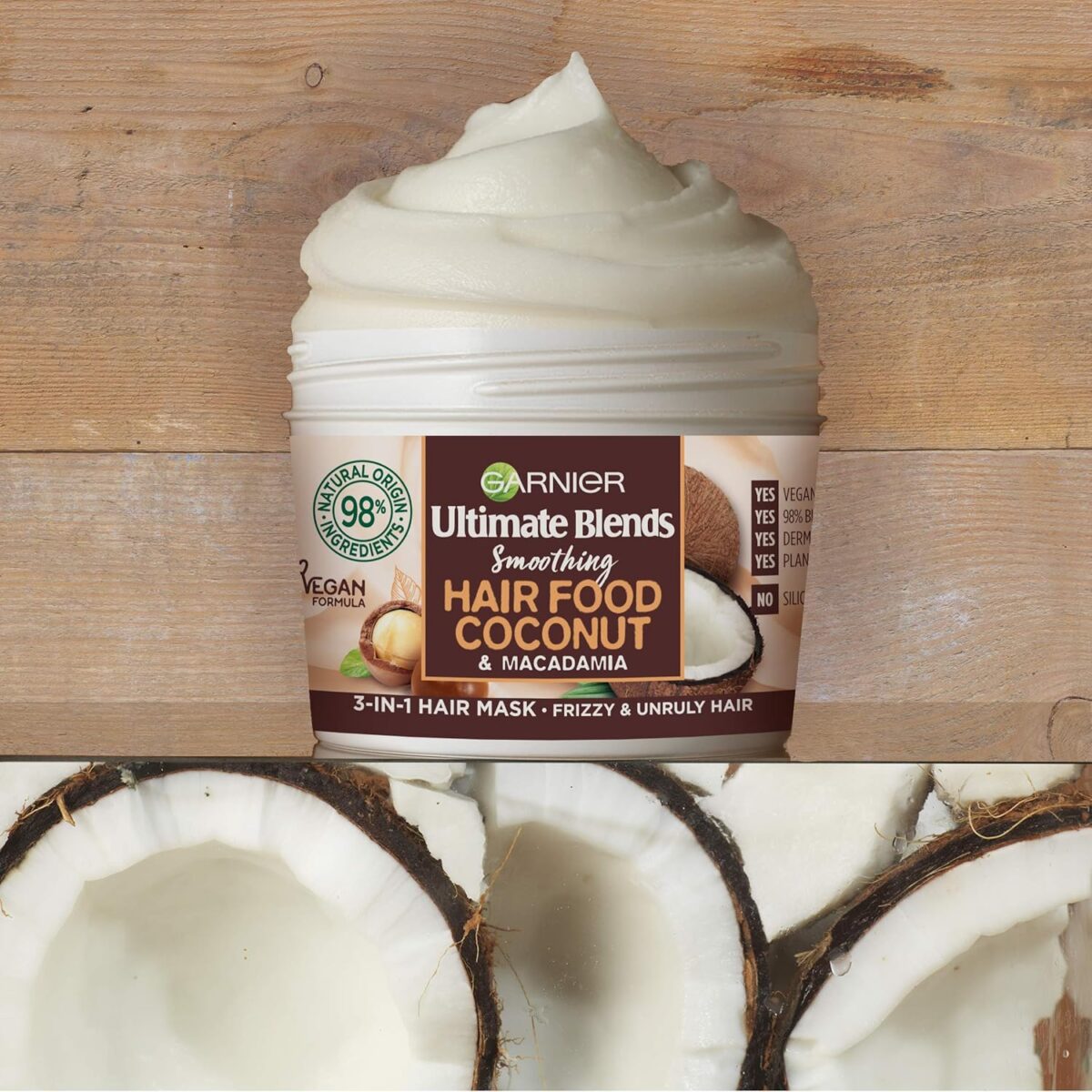 Garnier Coconut & Macadamia Smoothing Hair Mask For Frizzy & Unruly Hair - Image 3